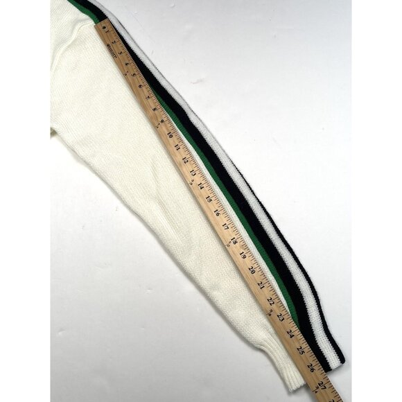 VTG KING SPORTS Mens XL Quaker State Racing Striped Sleeve Ivory SWEATER EUC - Picture 6 of 9